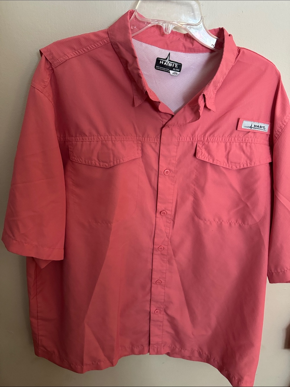 Habit Men’s Short-Sleeve Coral Button-Down Shirt